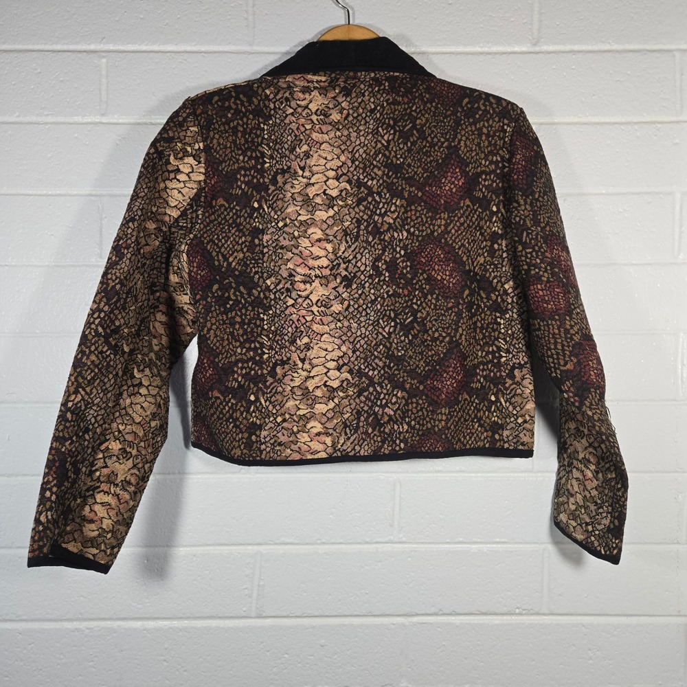 Vtg New Identity Snakeskin Tapestry Blazer Medium Cropped Animal Print Jacket - Picture 4 of 6